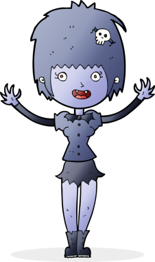 Bir insan tarafından çizilmiş vampir kız çizgi filmi.