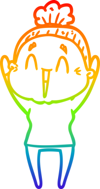 Gökkuşağı gradyan çizgi çizimi Bir insan tarafından çizilmiş mutlu yaşlı kadın