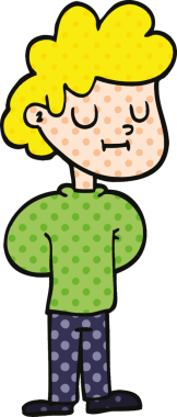 Çizgi roman tarzı mutlu çocuk bir insan tarafından çizilmiş.