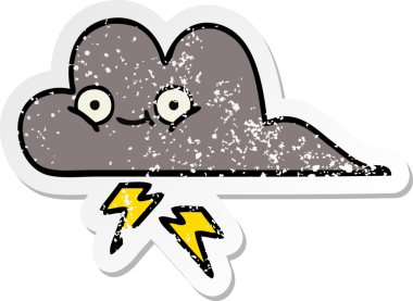 Bir insan tarafından çizilmiş tatlı bir karikatür fırtına bulutunun sıkıntılı çıkartması