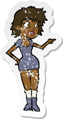 Bir insan tarafından çizilmiş, endişeli, giysili bir karikatür çıkartması.