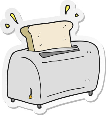 Bir insan tarafından çizilmiş bir tost makinesinin çıkartması.