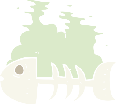 Bir insan tarafından çizilmiş balık kemiklerinin düz renk çizimi