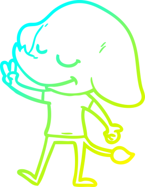 Bir insan tarafından çizilmiş gülümseyen bir filin soğuk gradyan çizimi