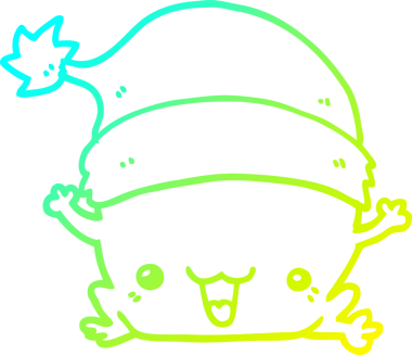 Soğuk gradyan çizgisi bir insan tarafından çizilmiş şirin bir noel kurbağasının çizimi.