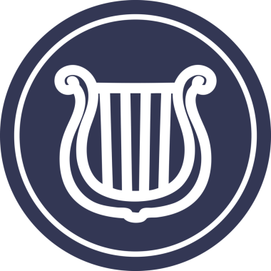 müzik enstrümanı arp dairesel simge bir insan tarafından çizilmiş