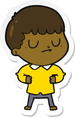 Bir insan tarafından çizilmiş huysuz bir çocuğun çıkartması.