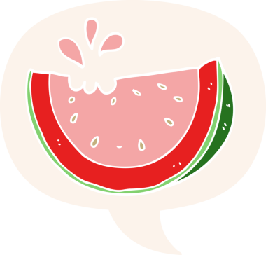 bir insan tarafından çizilmiş, konuşma baloncuklu karpuz.