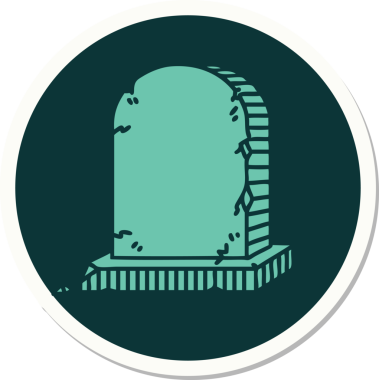 Bir insan tarafından çizilmiş bir mezar taşının geleneksel stiliyle dövme çıkartması.