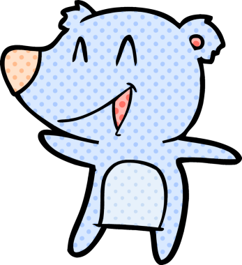 Bir insan tarafından çizilmiş gülen ayı çizgi filmi.