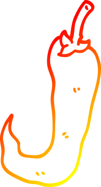 Bir insan tarafından çizilmiş kırmızı acı biber çizgi filminin sıcak gradyan çizimi