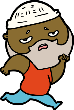 Bir insan tarafından çizilmiş sakallı endişeli bir adam.