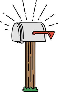 Bir insan tarafından çizilmiş geleneksel dövme stili kapalı posta kutusu çizimi