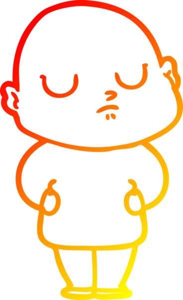 Bir insan tarafından çizilmiş kel bir adamın sıcak çizgi çizimi.