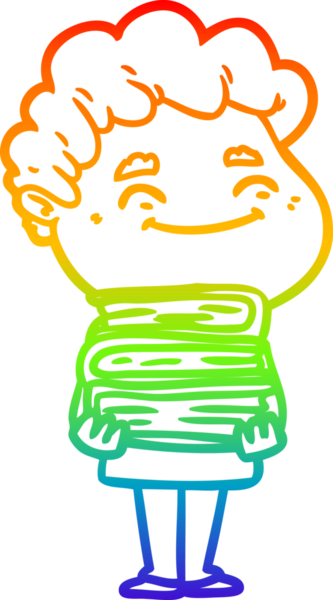 Bir insan tarafından çizilmiş gökkuşağı gradyan çizgi çizimi.