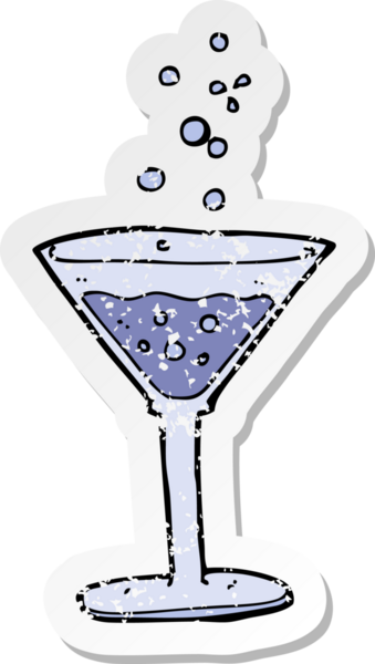 Bir insan tarafından çizilmiş karikatür kokteylinin gerilimli yapıştırması.