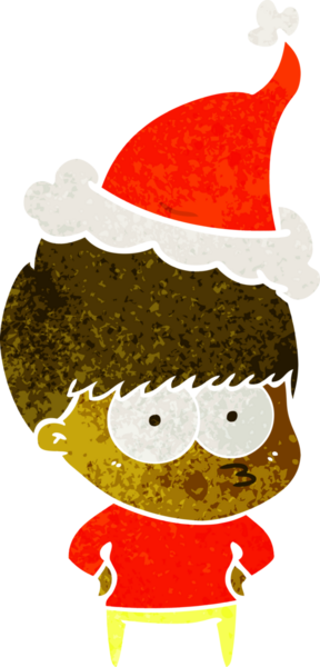 Gergin el, Noel Baba şapkası takan bir çocuğun insan tarafından çizilmiş eski bir çizgi filmini çizdi.