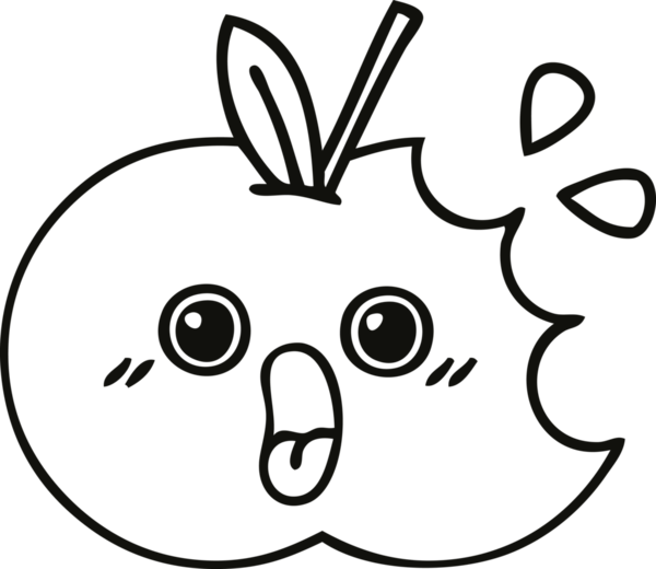 Bir insan tarafından çizilmiş kırmızı elma çizimi.