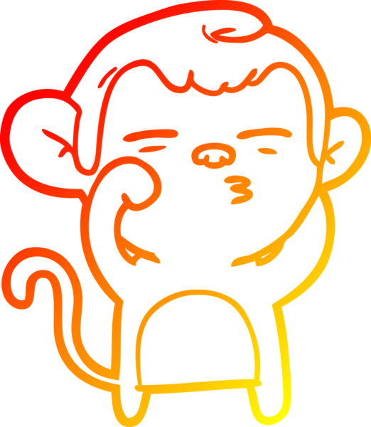 Bir insan tarafından çizilmiş şüpheli bir maymunun sıcak çizgi çizimi