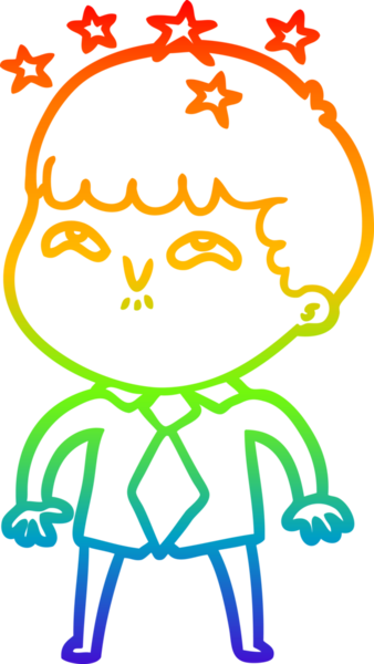 gökkuşağının gradyan çizimi bir çizgi film karakteri tarafından çizilmiş.