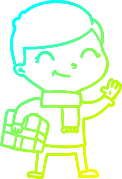 Bir insan tarafından çizilmiş gülümseyen çizgi film çocuğu çizimi.