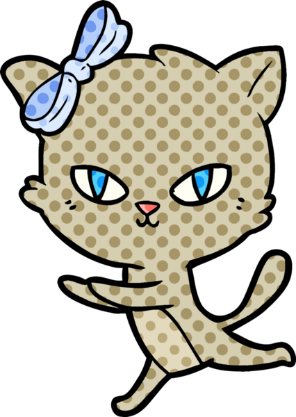 Bir insan tarafından çizilmiş sevimli çizgi film kedisi.