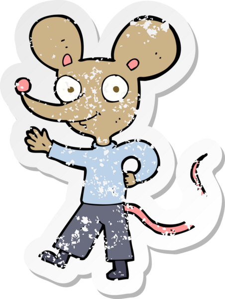 Bir insan tarafından çizilmiş, sallanan bir farenin gerilimli çıkartması.