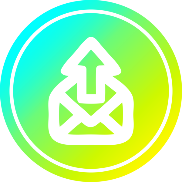 E- posta dairesel simgesini bir insan tarafından çizilmiş havalı gradyan bitiş ile gönder