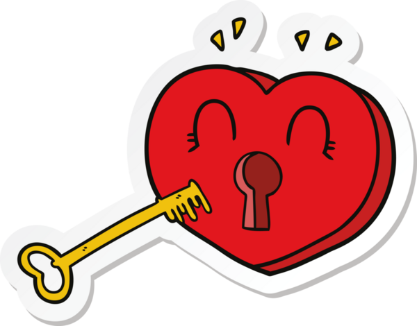 Bir insan tarafından çizilmiş bir kalp karikatürü çıkartması.