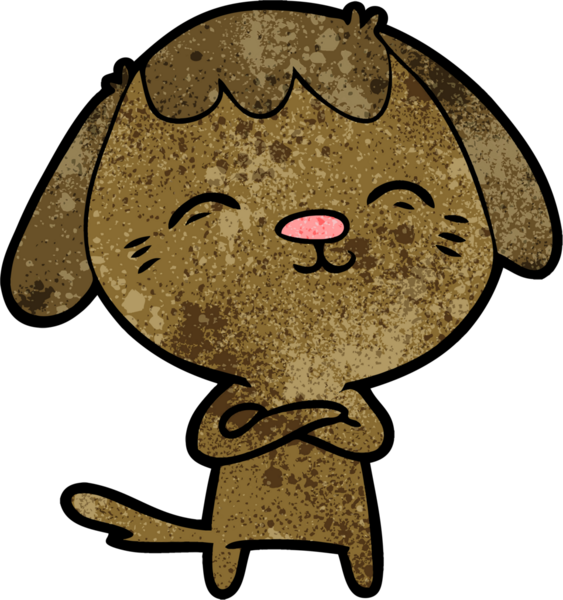 Bir insan tarafından çizilmiş mutlu çizgi film köpeği.