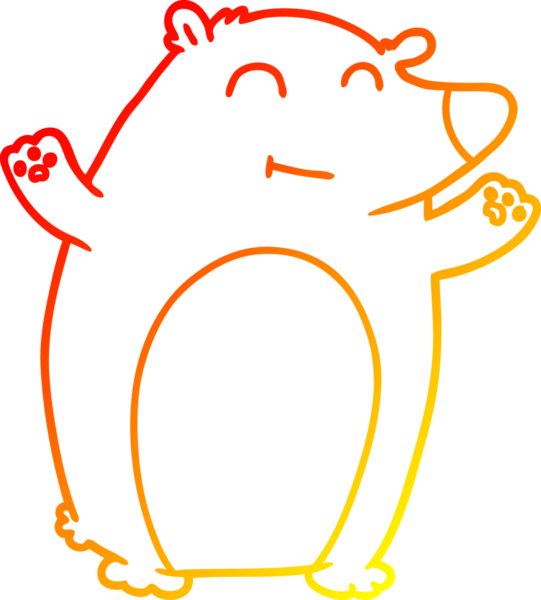 Bir insan tarafından çizilmiş mutlu çizgi film ayısının sıcak çizgi çizimi