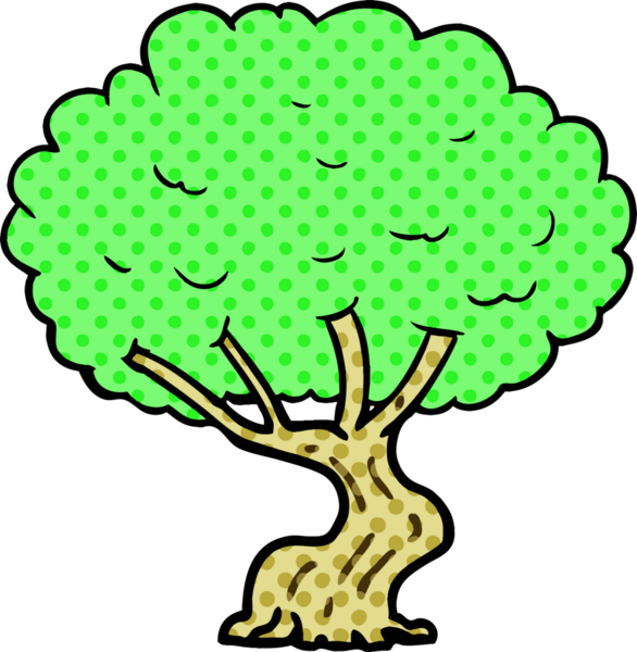 Bir insan tarafından çizilmiş çizgi film ağacı.