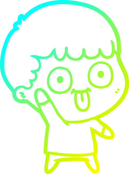 cold gradient line drawing of a cartoon dumb kid drawn by a human