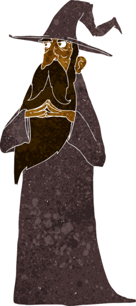 bir insan tarafından çizilmiş çizgi film sihirbazı