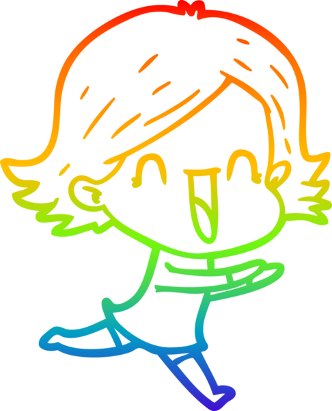 gökkuşağı gradyan çizimi bir insan tarafından çizilmiş mutlu bir kadın çizgi