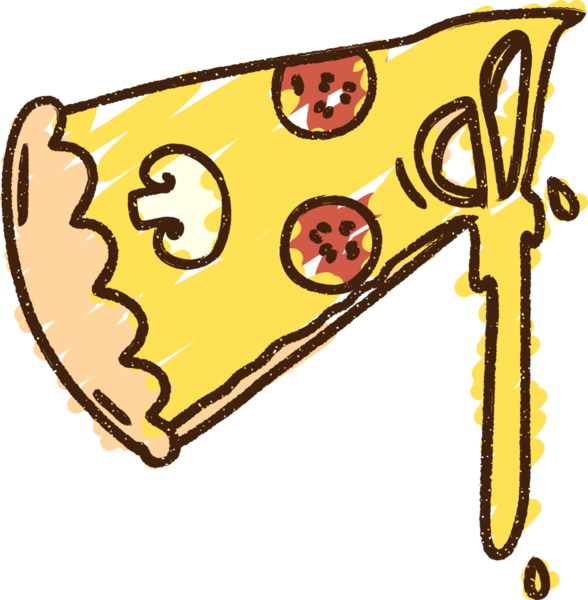 Bir insan tarafından çizilmiş pizza tebeşiri.