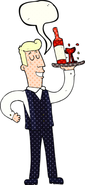 Bir insan tarafından çizilmiş serbest çizilmiş çizgi roman konuşma balonu çizgi film garsonu.