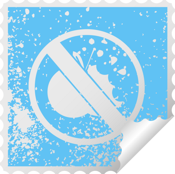 Bir insan tarafından çizilmiş işaretlere izin verilmeyen sağlıklı olmayan bir yemeğin kare soyma etiketi.