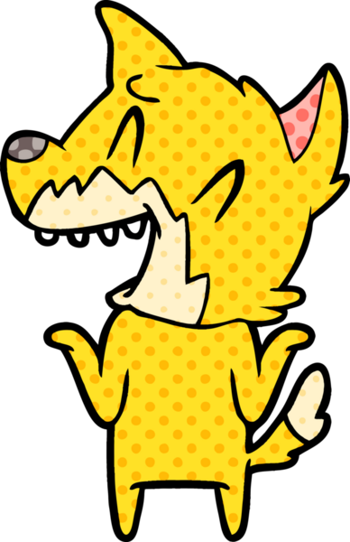 Bir insan tarafından çizilmiş gülen tilki çizgi filmi.