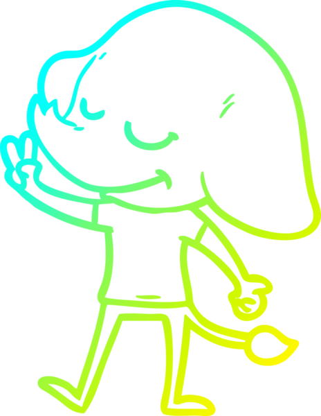 Bir insan tarafından çizilmiş gülümseyen bir filin soğuk gradyan çizimi