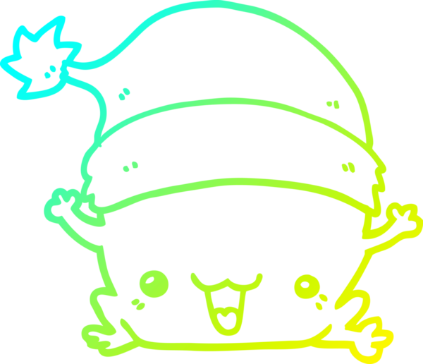 Soğuk gradyan çizgisi bir insan tarafından çizilmiş şirin bir noel kurbağasının çizimi.