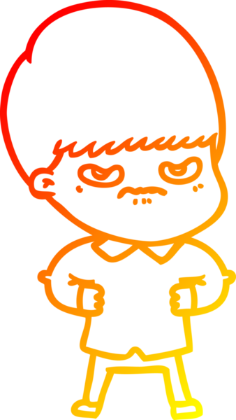 Bir insan tarafından çizilmiş kızgın çizgi film çocuğunun sıcak çizgi çizimi.