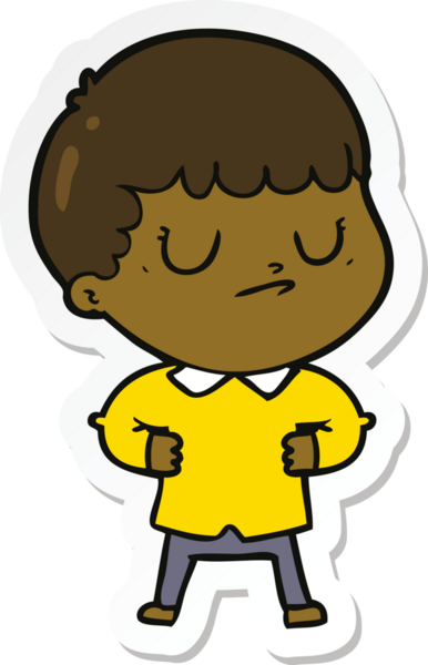 Bir insan tarafından çizilmiş huysuz bir çocuğun çıkartması.