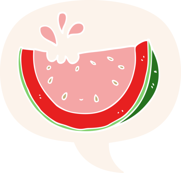 bir insan tarafından çizilmiş, konuşma baloncuklu karpuz.