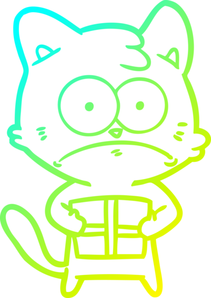 Bir insan tarafından çizilmiş bir çizgi film kedisi çizimi.