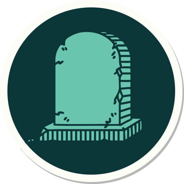 Bir insan tarafından çizilmiş bir mezar taşının geleneksel stiliyle dövme çıkartması.