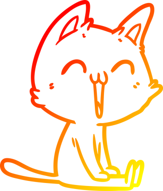 Bir insan tarafından çizilmiş mutlu çizgi film kedisinin sıcak çizgi çizgisi.