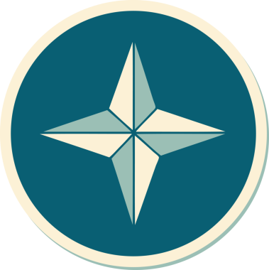 Bir insan tarafından çizilmiş geleneksel bir yıldız stiliyle dövme çıkartması.