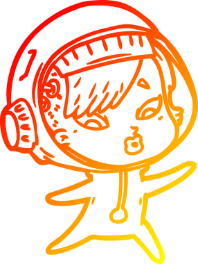 Bir insan tarafından çizilmiş bir astronot kadın çizgi çizimi.