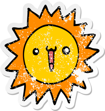 Bir insan tarafından çizilmiş karikatür güneşinin sıkıntılı çıkartması